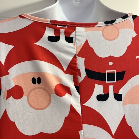 Holiday Santa Pullover Long Sleeve Knee Length Dress- Medium - Picture 9 of 11
